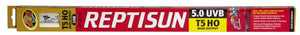 Reptisun UVB light bulb with red and white text on a black background