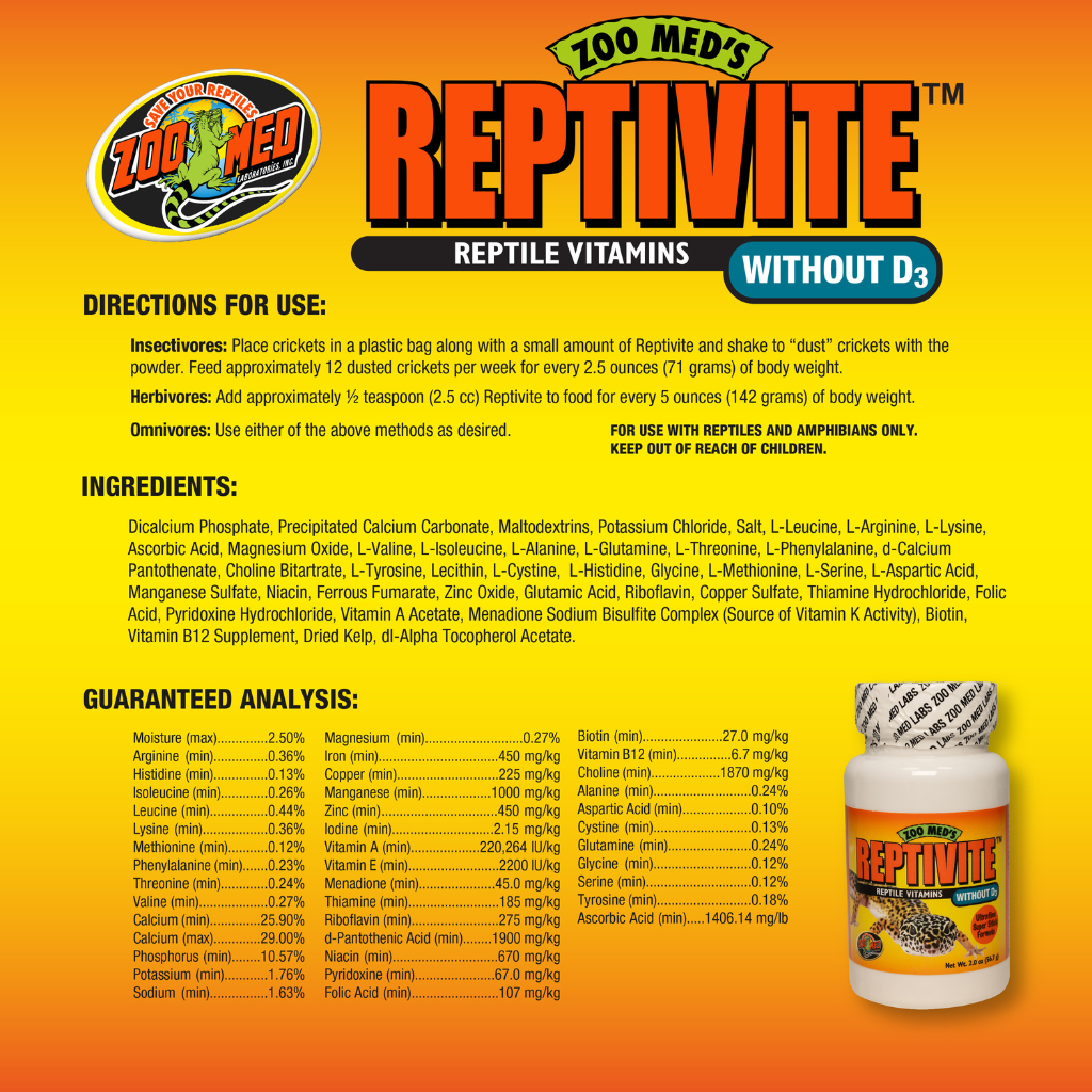 Zoo Med ReptiVite Without D3 Reptile Vitamin for Reptile's Health