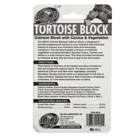 Zoo Med Tortoise Block Calcium Supplement with Cactus & Vegetables (5 oz) - Reptile Healthcare & Wellness 2