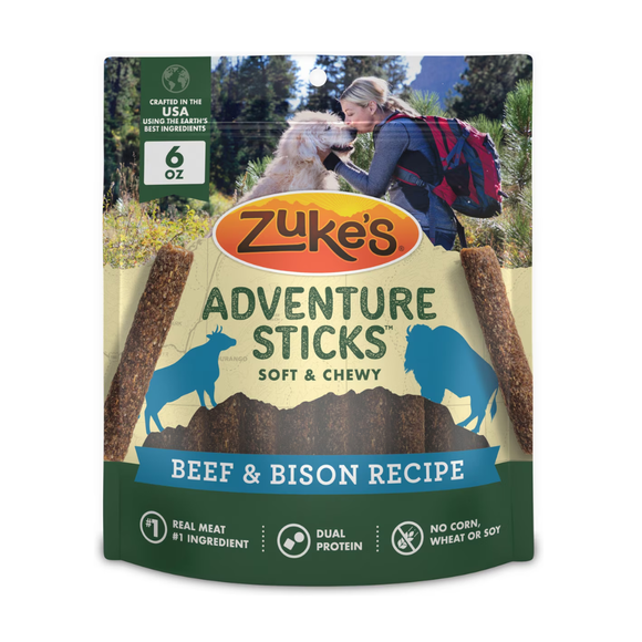 Zuke’s Adventure Sticks Soft & Chewy Recipe - Beef & Bison / 6 oz - Dog Treats 1