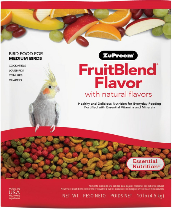 ZuPreem FruitBlend Flavor with Natural Flavors Daily Medium Bird Food - 10-lbs - Bird Food 11