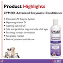 Zymox Advanced Enzymatic Oatmeal Pet Conditioner Liquid for Dogs & Cats -  highlights