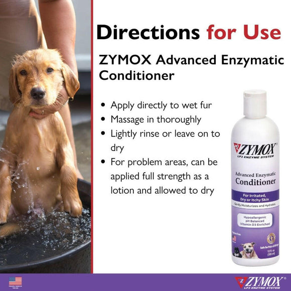 Zymox Advanced Enzymatic Oatmeal Pet Conditioner Liquid for Dogs & Cats - Directions for Use