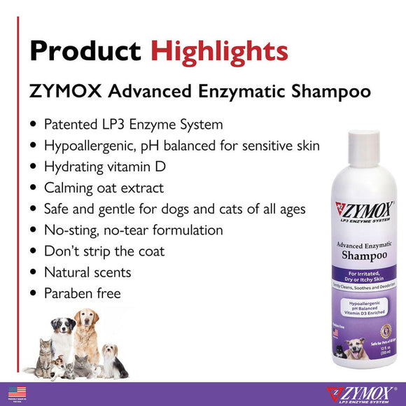 Zymox Enzymatic Oatmeal Pet Shampoo Liquid for Dogs & Cats - Product highlights