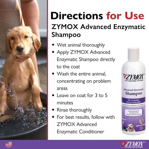 Zymox Enzymatic Oatmeal Pet Shampoo Liquid for Dogs & Cats - Directions for Use