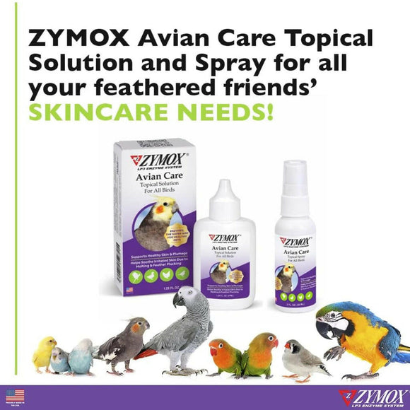 Zymox Avian Care Topical Skin Care Spray & Solution for Birds 