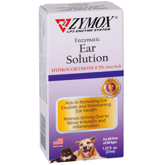 Zymox Enzymatic Ear Hydrocortisone Drops for Dogs & Cats - 1.25 fl oz - package