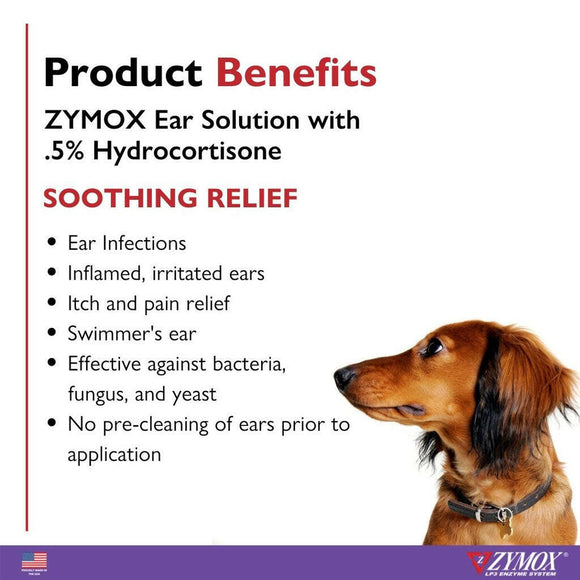 Zymox Enzymatic Ear Hydrocortisone Drops for Dogs & Cats - benefits