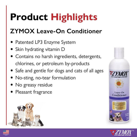 Zymox Enzymatic Leave-On Conditioner for Dogs & Cats - Product Highlights