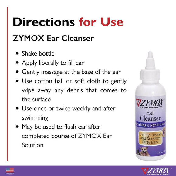 Zymox Enzymatic Ear Cleanser Liquid for Dogs & Cats - Directions to Use