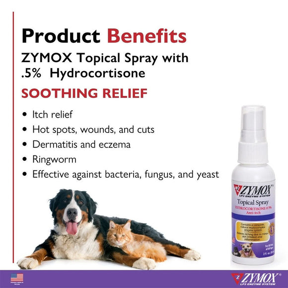 Zymox Enzymatic Itch Relief Hydrocortisone Spray for Dogs & Cats - Product Benefits