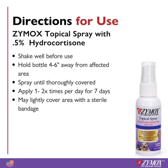 Zymox Enzymatic Itch Relief Hydrocortisone Spray for Dogs & Cats - Directions to use