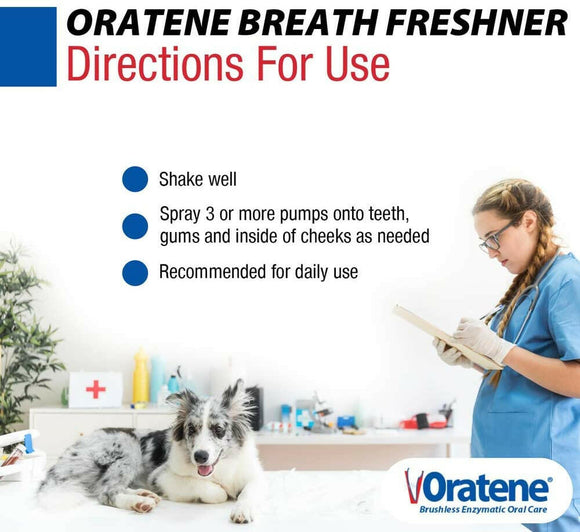 Zymox Oratene Enzyme Breath Freshener Spray for Dogs & Cats - Directions for use