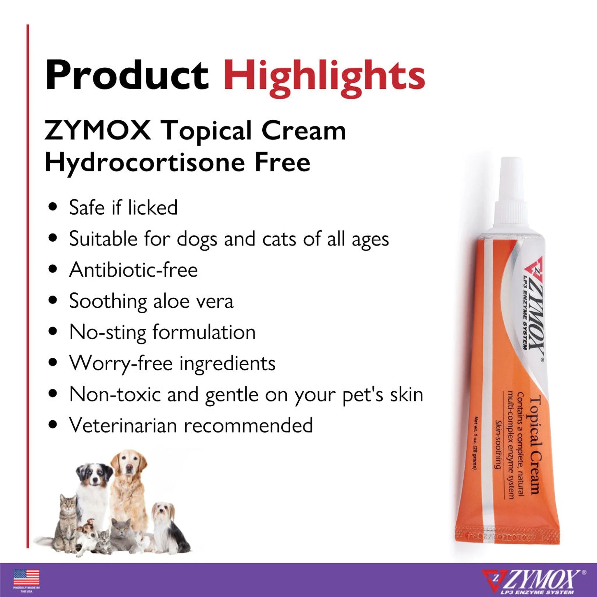 Zymox Hydrocortisone-Free Enzyme Cream for Dogs & Cats
