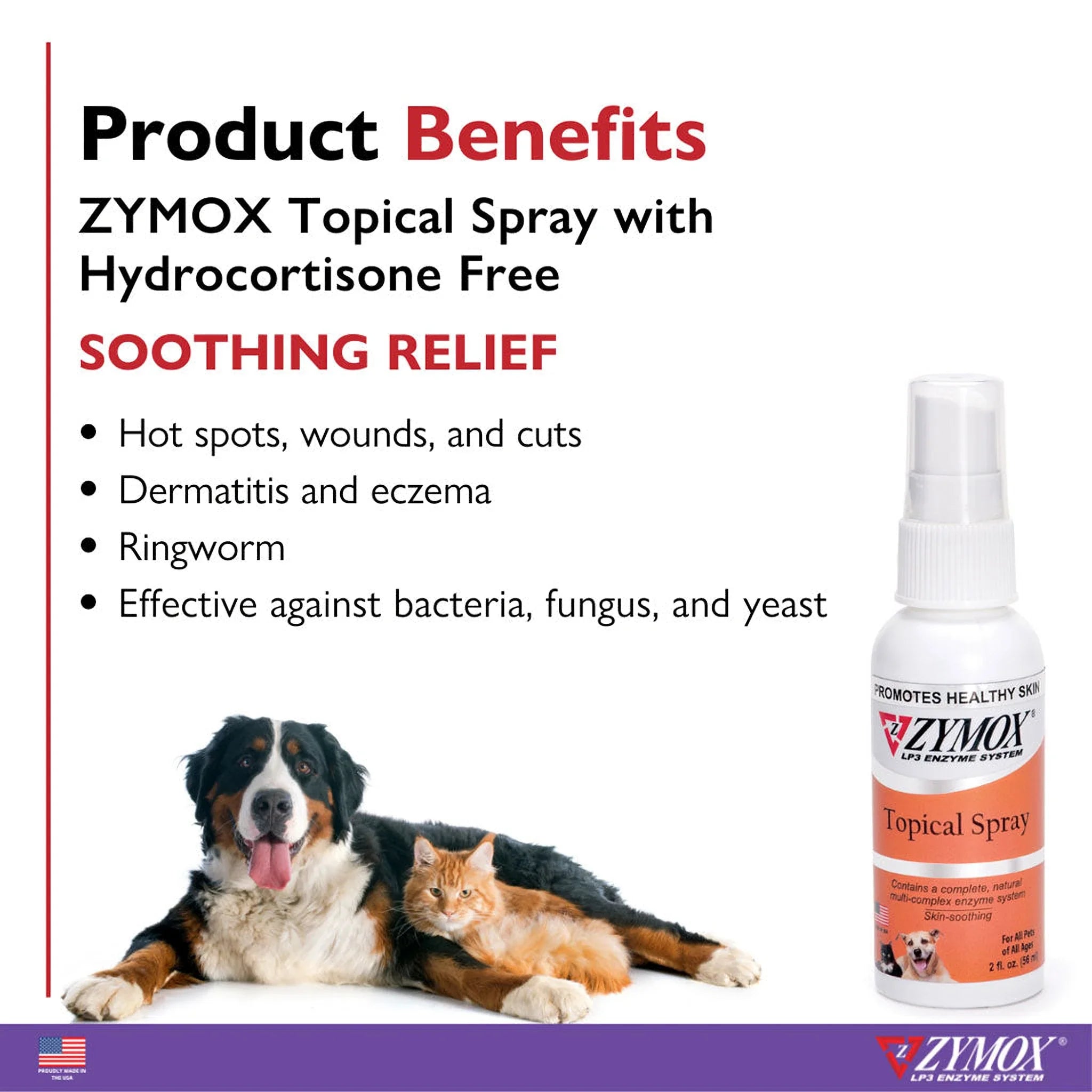 Zymox Hydrocortisone-Free Enzyme Topical Spray for Dogs & Cats