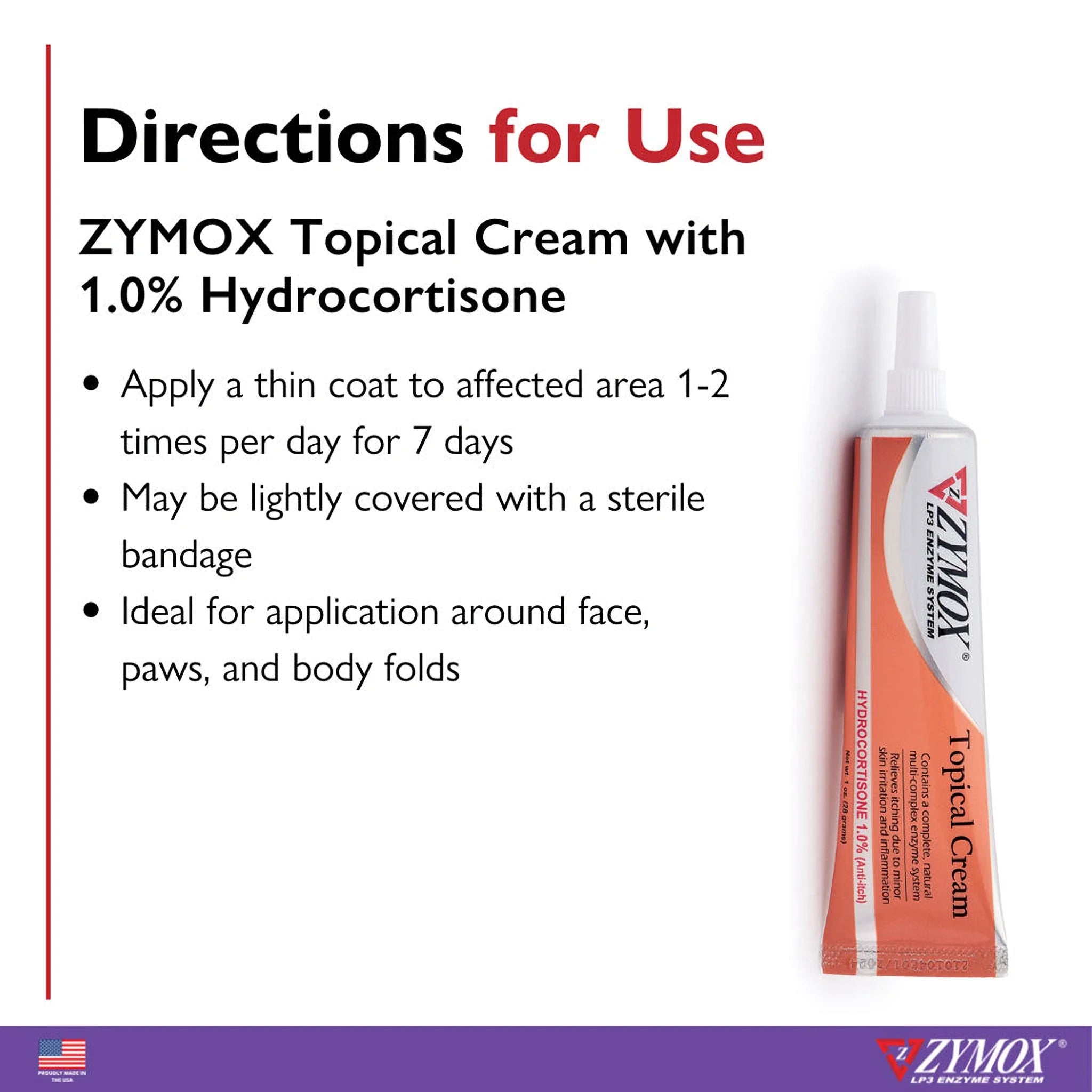 Zymox Hydrocortisone 1% Topical Cream for Dogs & Cats