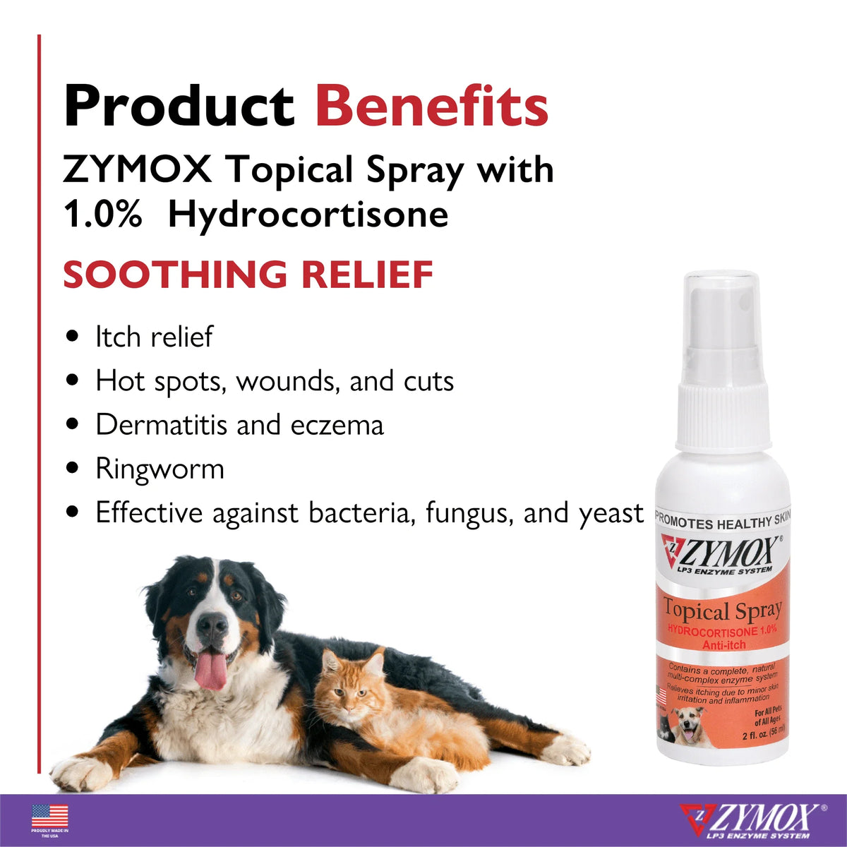 Zymox Hydrocortisone 1% Anti-Itch Spray for Dogs & Cats