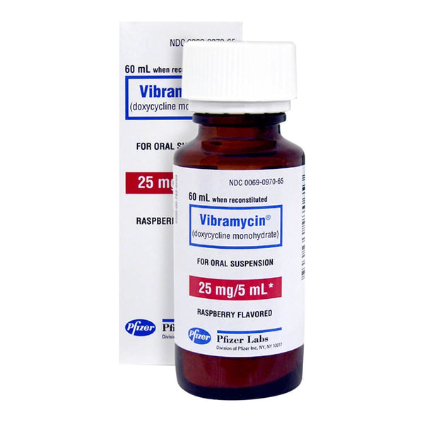 Vibramycin (doxycycline) 25mg/5mL Suspension (60 ml)