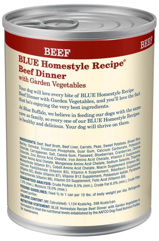 Blue Buffalo Homestyle Recipe Adult Beef Dinner with Garden Vegetables Canned Dog Food