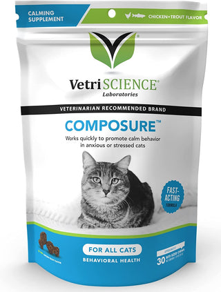 VetriScience Composure Calming Supplement for Cats (30 soft chews) Chicken & Trout Flavor
