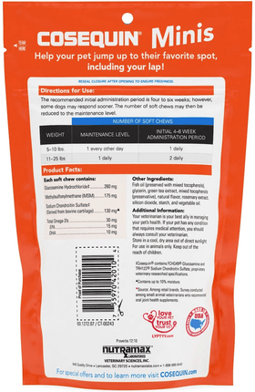 Nutramax Cosequin Minis Maximum Strength Joint Health Supplement - With Glucosamine, Chondroitin, MSM, and Omega-3's, 45 Soft Chews - 0
