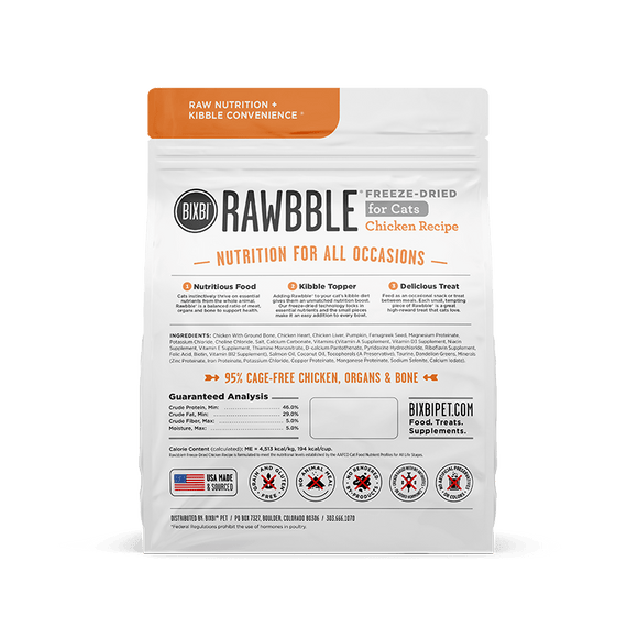 Bixbi Rawbble Freeze Dried Cat Food, Chicken Recipe