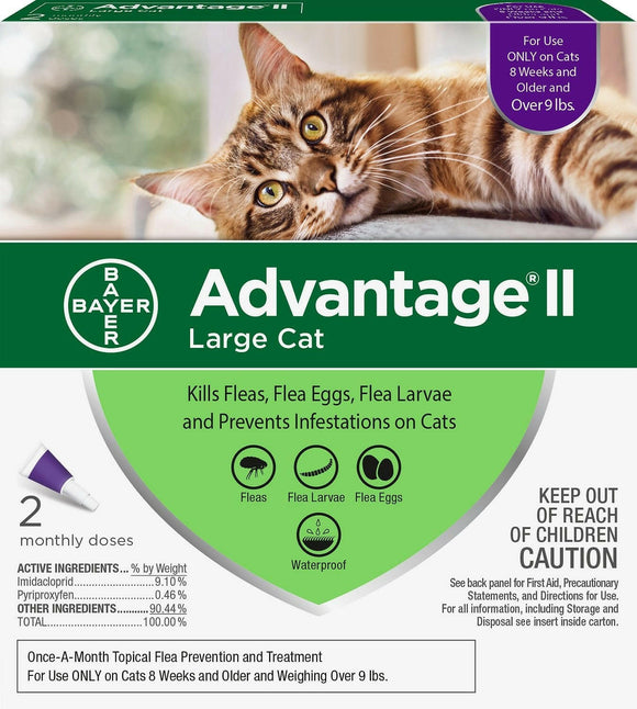 Advantage II Flea Control for Large Cats (Over 9 lbs) Purple Box