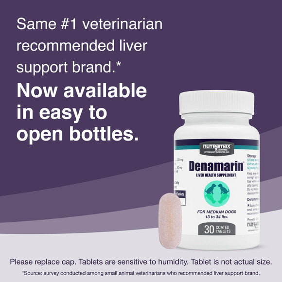 Nutramax Denamarin Liver Health Supplement for Medium Dogs - With S-Adenosylmethionine (SAMe) and Silybin