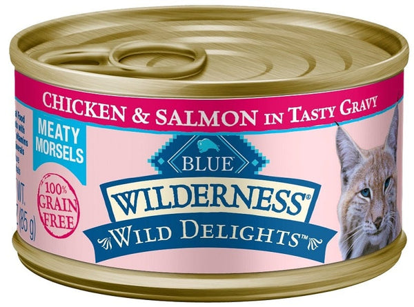 Blue Buffalo Wilderness Wild Delights Grain-Free Adult Meaty Morsels Chicken & Salmon Recipe Canned Cat Food