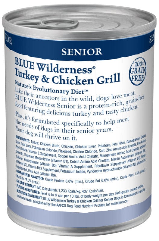 Blue Buffalo Wilderness High-Protein Grain-Free Turkey & Chicken Grill Senior Canned Dog Food