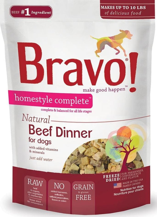 Bravo! Freeze Dried Homestyle Complete Beef Dinner For Dogs Food