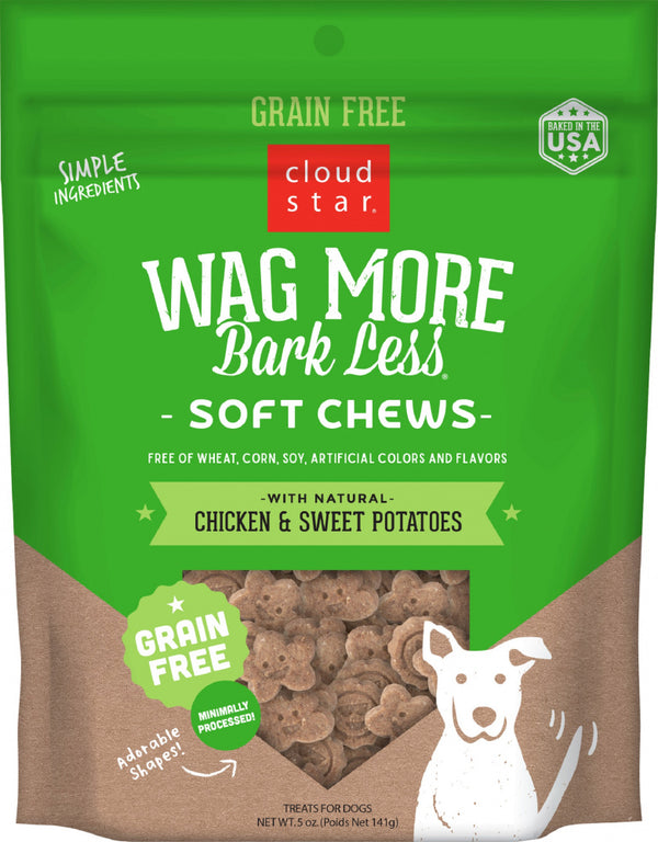 Cloud Star Wag More Bark Less Soft Chews Grain Free Chicken & Sweet Potato Dog Treats