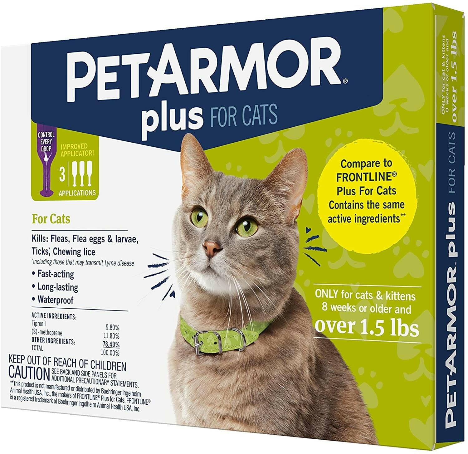 PetArmor Plus Flea & Tick Spot Treatment for Cats, over 1.5 lbs