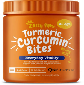 Zesty Paws Turmeric Curcumin Bites Joint & Immune Health Duck Soft Chews for Dogs