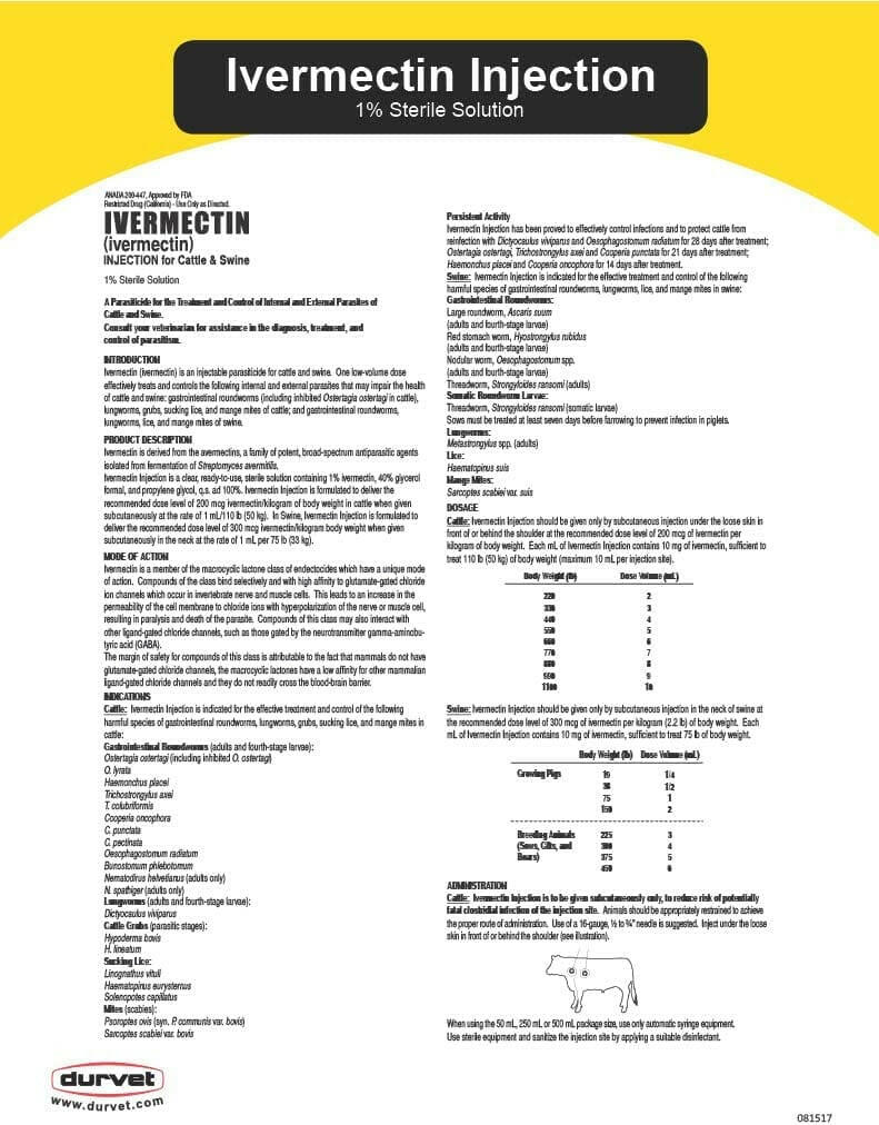 Durvet Ivermectin Injection 1%