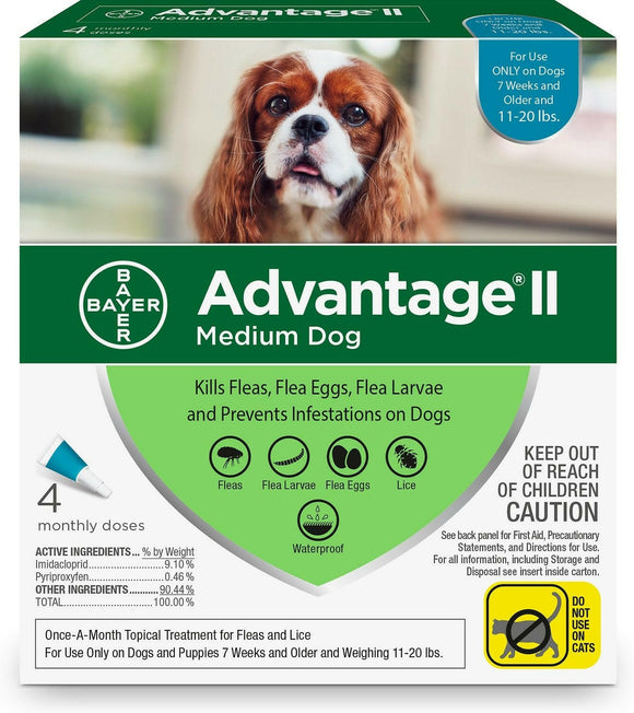Advantage II Flea Control for Medium Dogs (11-20 lbs) Teal Box