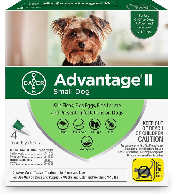 Advantage II Flea Control for Small Dogs (under 10 lbs) Green Box