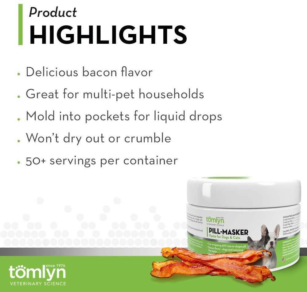 Key features of Tomlyn Pill Wrap's bacon flavor