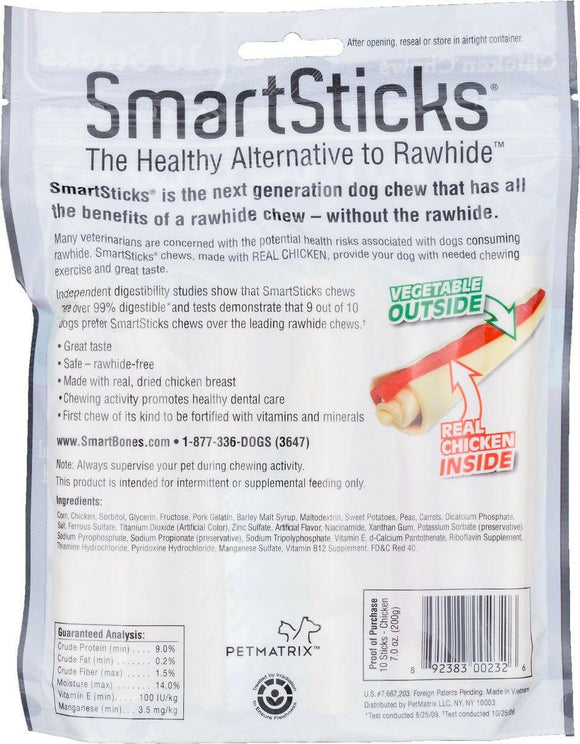 SmartBones SmartSticks Chicken Dog Treats (10 chews)