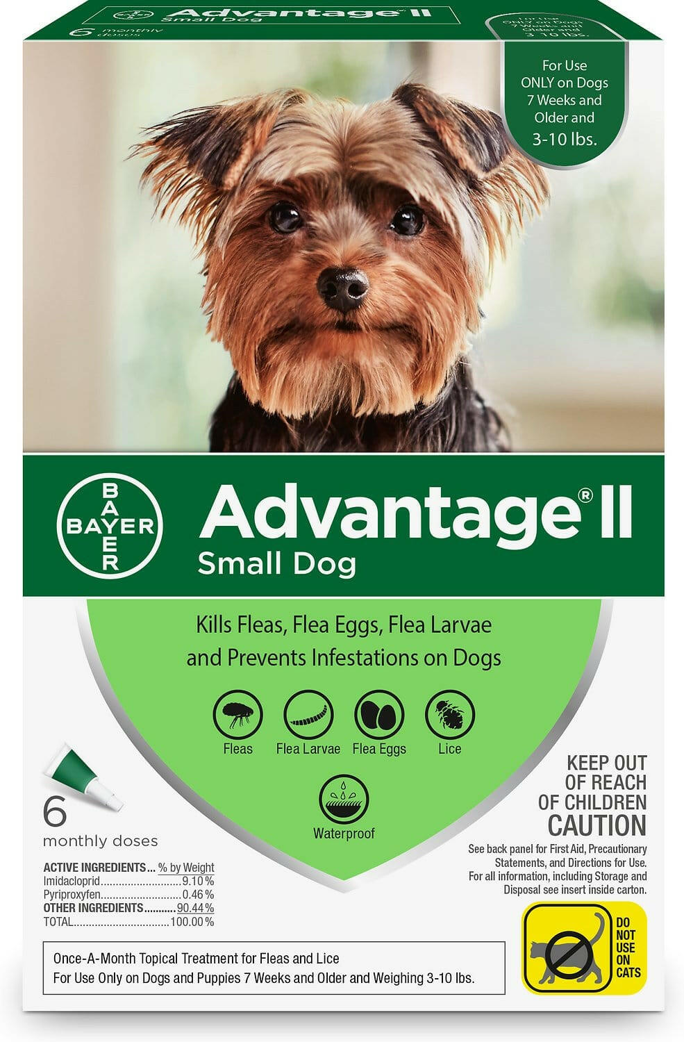 Advantage II Flea Control for Small Dogs (under 10 lbs) Green Box