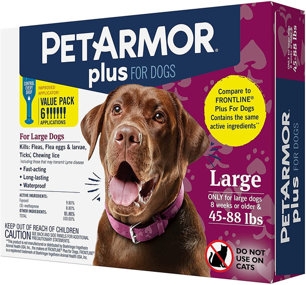PetArmor Plus Flea & Tick Spot Treatment for Dogs, 45-88 lbs