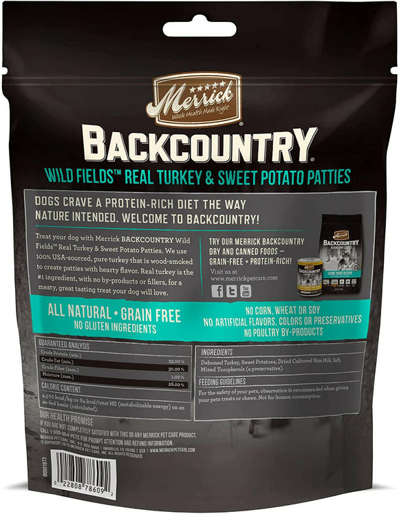 Merrick Backcountry Wild Prairie Turkey and Sweet Potato Pattie Dog Treats (4 oz)