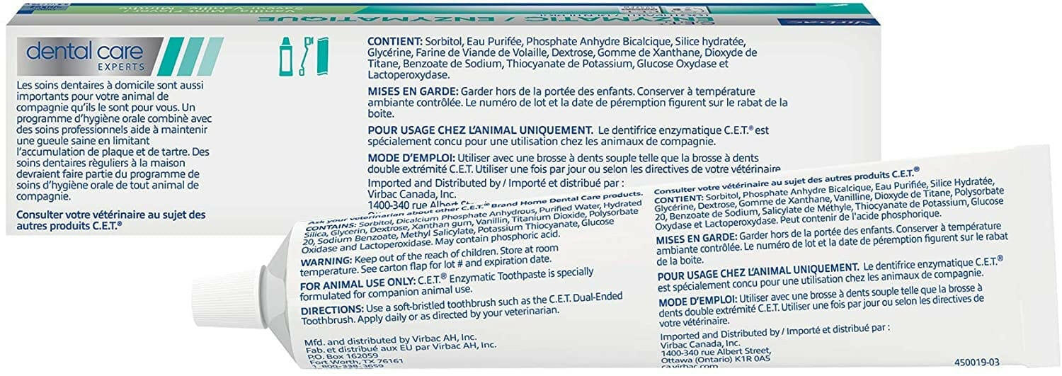 Virbac C.E.T. Enzymatic Toothpaste for Dogs & Cats, 2.5 oz - Vanilla Mint Flavor