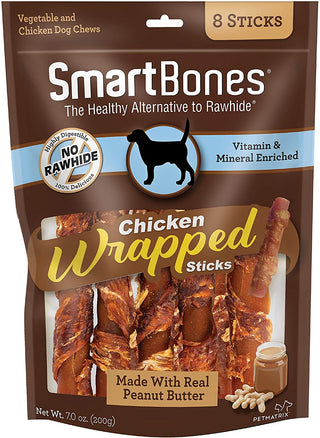 SmartBones Chicken Wrap Sticks Peanut Butter Dog Treat (8 sticks)