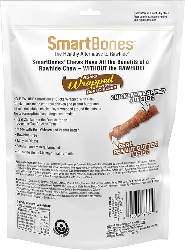 SmartBones Chicken Wrap Sticks Peanut Butter Dog Treat (8 sticks)