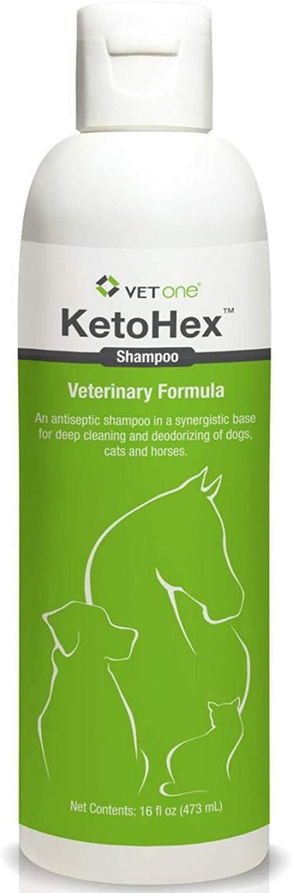 16-ounce bottle of KetoHex Shampoo designed for pet skin conditions