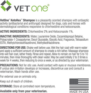 Front view of Ketohex medicated shampoo for pets.