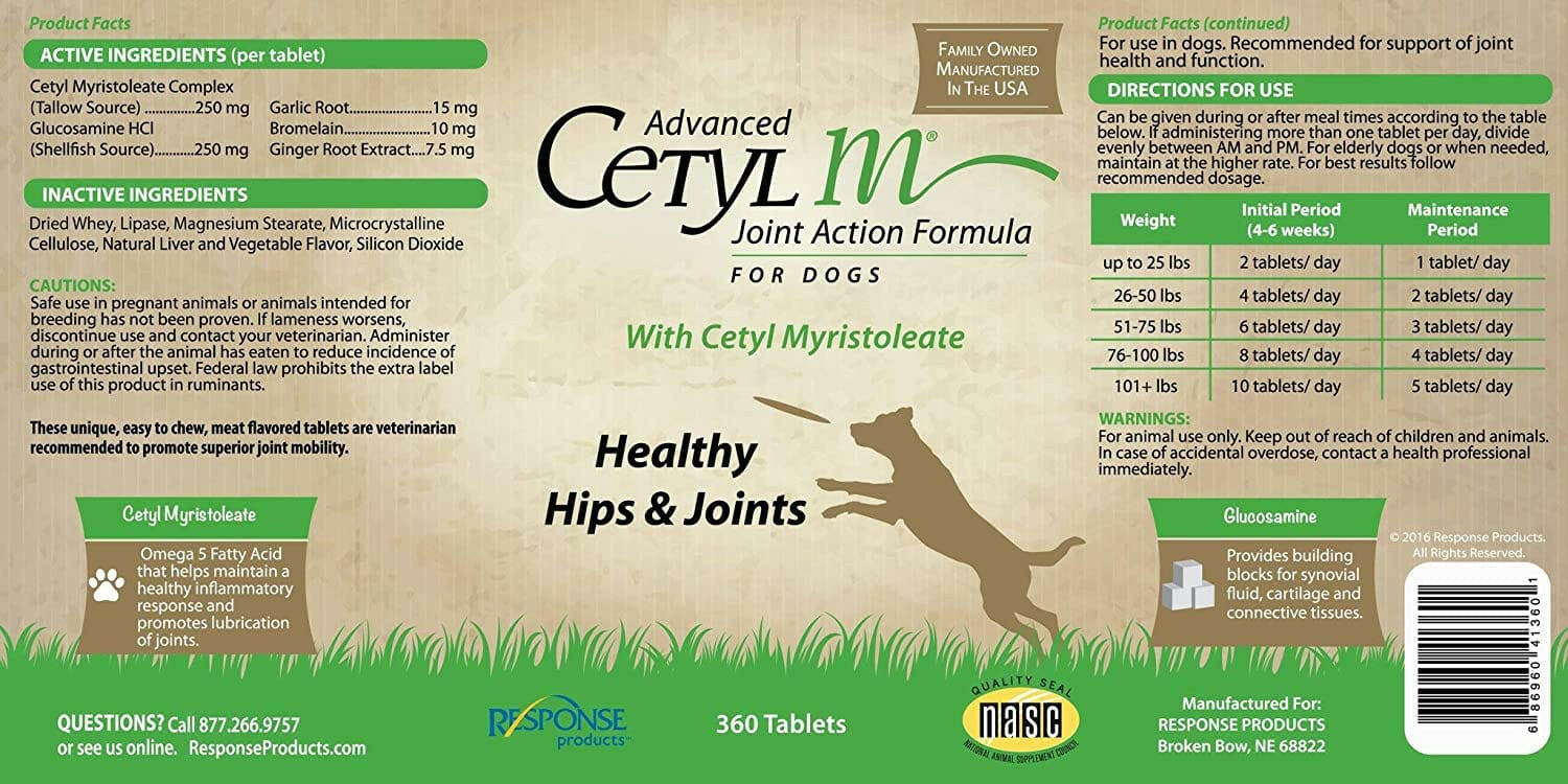 Advanced Cetyl M Joint Action Formula for Dogs (360 Tablets) - 0