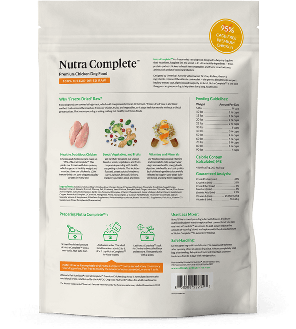 Ultimate Pet Nutrition Nutra Complete Premium Chicken Freeze-Dried Raw Dog Food (5 oz) - 3 pack