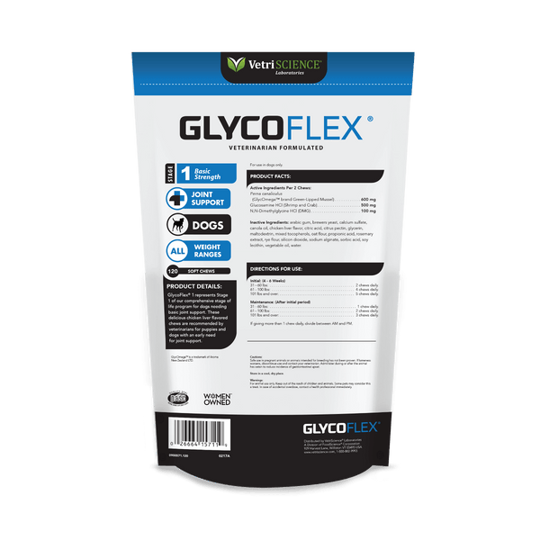 VetriScience GlycoFlex I Joint Supplement for Dogs (120 soft chews)